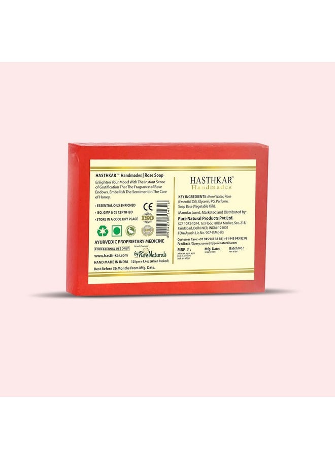 byPurenaturals Hasthkar Handmades Rose Soap 125Gm (Pack Of 3) Natural Herbal Handmade Bar With Essential Oils For All Skin Types Organic Glycerin Soap For Men And Women  - Image 5