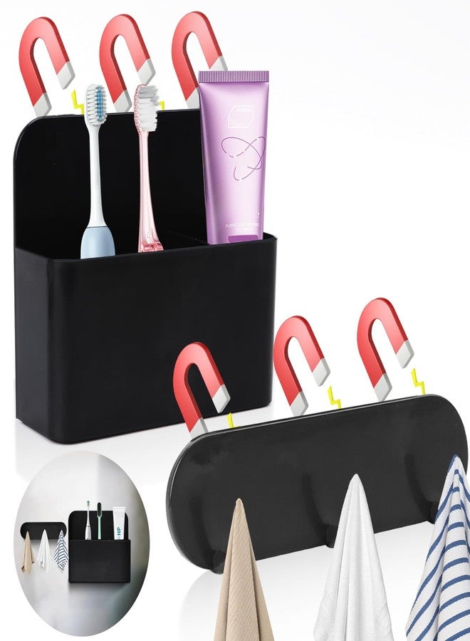 CTTZCKJ Magnetic Wall-Mounted Toothbrush Holder with Magnetic Hooks for Cruise ，Cruise Ship Essentials 2025- No Drilling Needed for Royal Caribbean & Alaska Cruise Ships, Caribbean Royal Must-Haves(Black) - Image 1