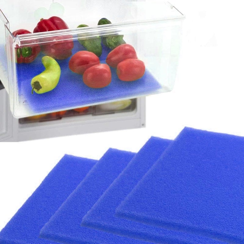 Dualplex ® Fruit & Veggie Life Extender Liner for Fridge Refrigerator Drawers, 12x15 Inches (4 Pack) – Extends The Life of Your Produce & Prevents Spoilage (Blue) - Image 1