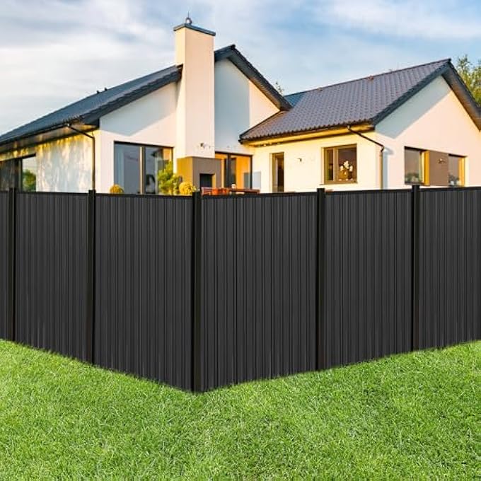 ألواح سقف معدنية 42.52 × 16.77 بوصة 10 قطع من الصلب المجلفن ألواح سقف مموجة غطاء قبة حدائق، أسود - Image 3