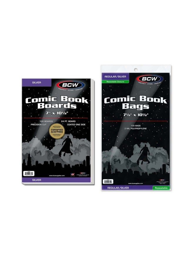 BCW Resealable Silver Age Comic Bag And Backing Board 200 Ct - Image 1