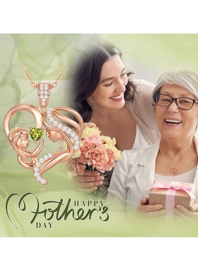 زيفيل الأم والطفل الحب القلب قلادة قلادة، هدية عيد الأم، 925 الفضة الاسترليني ارتفع الذهب قلادة جوهرة للنساء، عيد الأم عيد الحب، الذكرى السنوية، عيد ميلاد، هدايا المجوهرات للأم، المرأة، زوجة الجدة... - Image 4