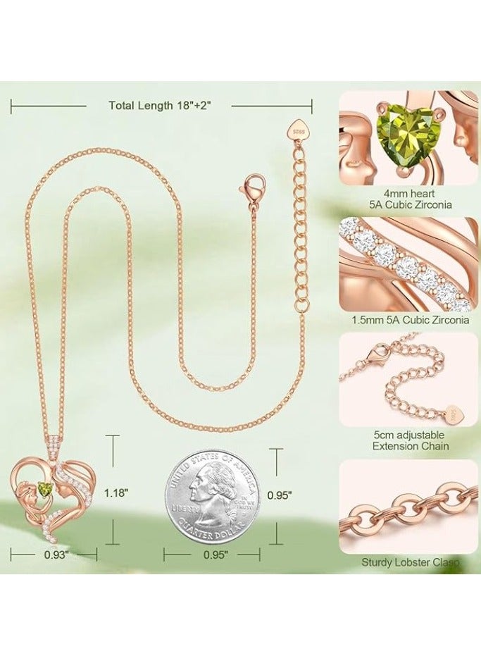 زيفيل الأم والطفل الحب القلب قلادة قلادة، هدية عيد الأم، 925 الفضة الاسترليني ارتفع الذهب قلادة جوهرة للنساء، عيد الأم عيد الحب، الذكرى السنوية، عيد ميلاد، هدايا المجوهرات للأم، المرأة، زوجة الجدة... - Image 5