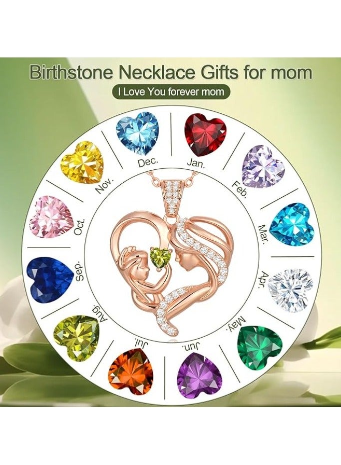 زيفيل الأم والطفل الحب القلب قلادة قلادة، هدية عيد الأم، 925 الفضة الاسترليني ارتفع الذهب قلادة جوهرة للنساء، عيد الأم عيد الحب، الذكرى السنوية، عيد ميلاد، هدايا المجوهرات للأم، المرأة، زوجة الجدة... - Image 3