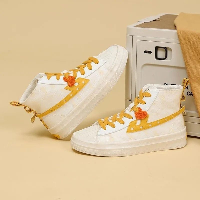 Warrior Women’s high-top canvas shoes—youthful, versatile, and stylish; a classic autumn look for students; trendy skate shoes with an adorable duck design. - Image 4