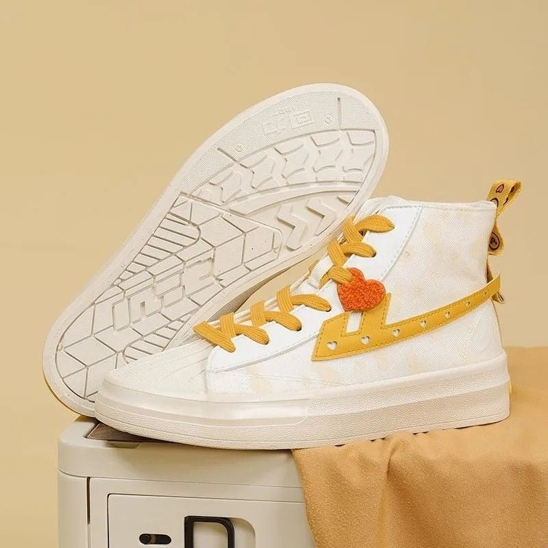 Warrior Women’s high-top canvas shoes—youthful, versatile, and stylish; a classic autumn look for students; trendy skate shoes with an adorable duck design. - Image 5