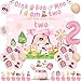 Funmemoir Farm 2nd Birthday Decorations for Girl Oink Baa Moo Im Two Backdrop Banner Farm Animal Cake Topper Cupcake Toppers Balloons Pink Farm Moo Moo I Am Two Barnyard Birthday Party Supplies - Image 2
