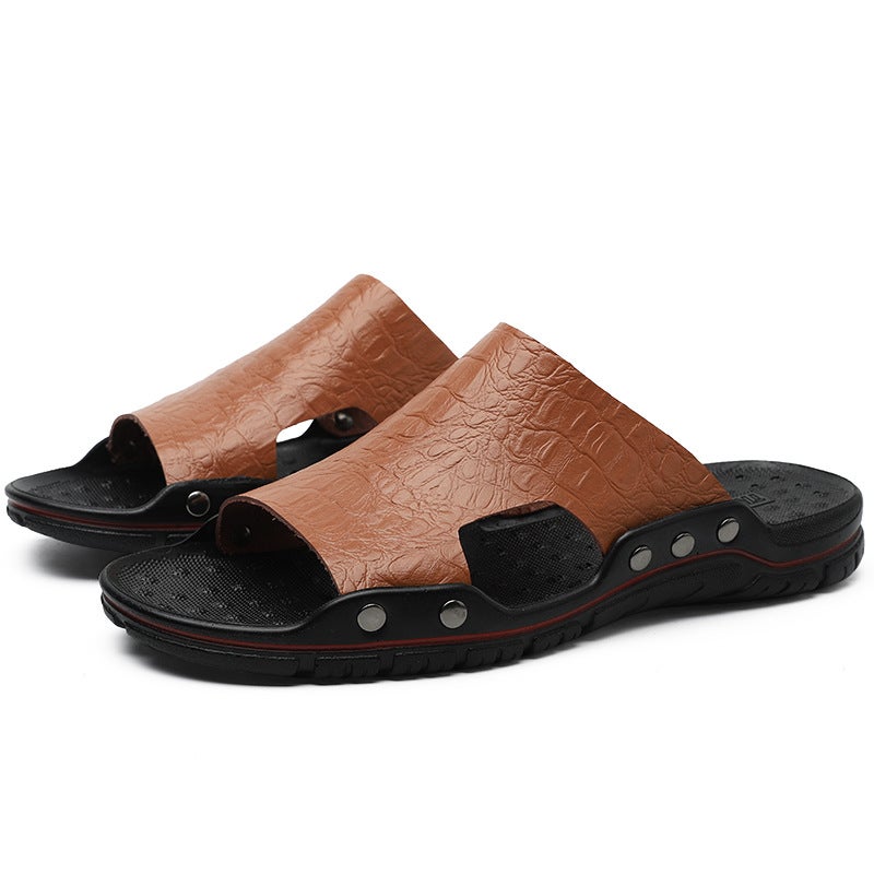 2025 Summer Open Toe Sliding Shoes Cowhide Lightweight 48 Plus Size Retro Trendy Shoes Non-Slip Leg Sandals Breathable Men'S Shoes - Image 2