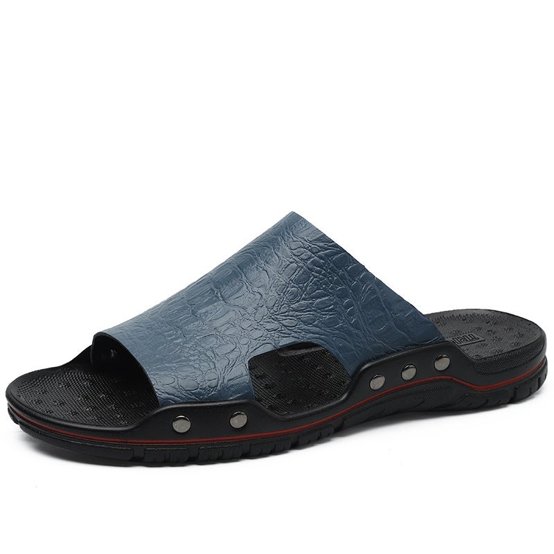 2025 Summer Open Toe Sliding Shoes Cowhide Lightweight 48 Plus Size Retro Trendy Shoes Non-Slip Leg Sandals Breathable Men'S Shoes - Image 1