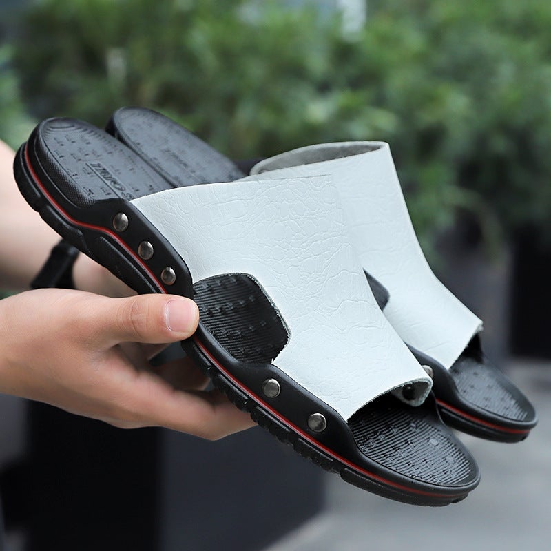 2025 Summer Open Toe Sliding Shoes Cowhide Lightweight 48 Plus Size Retro Trendy Shoes Non-Slip Leg Sandals Breathable Men'S Shoes - Image 5
