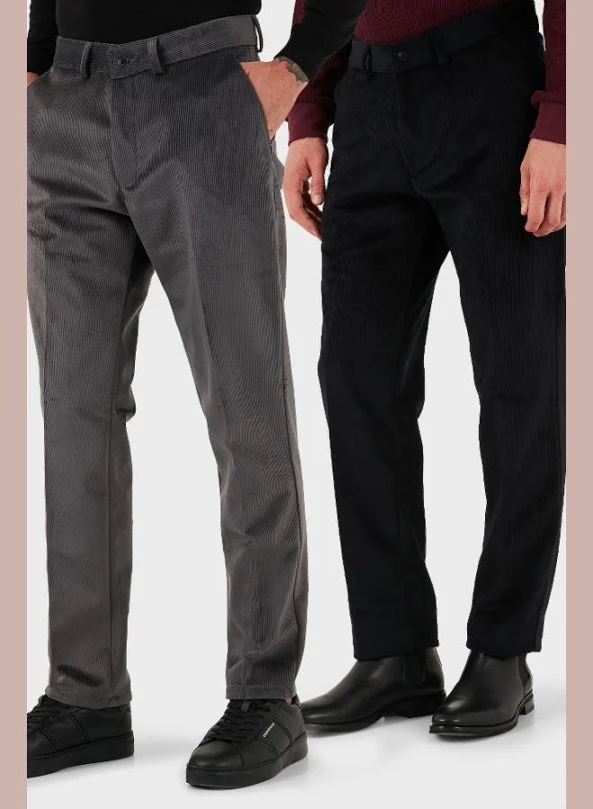 Buratti Normal Waist Regular Fit Straight Leg 2-Pack Velvet Trousers Men's VELVET TROUSERS 645MERLINS2