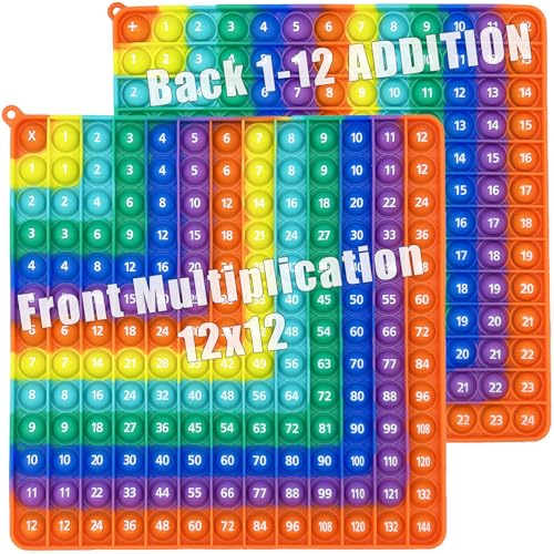 PETBSNVB Multiplication 12x12 Addition 112 Math Fidget Popper Learn Multiplication Addition with Pop Fidget Toy Learning Tools for Students and Children Bubble Sensory Rainbow RainbowRed - Image 1