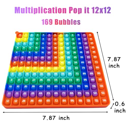 PETBSNVB Multiplication 12x12 Addition 112 Math Fidget Popper Learn Multiplication Addition with Pop Fidget Toy Learning Tools for Students and Children Bubble Sensory Rainbow RainbowRed - Image 5