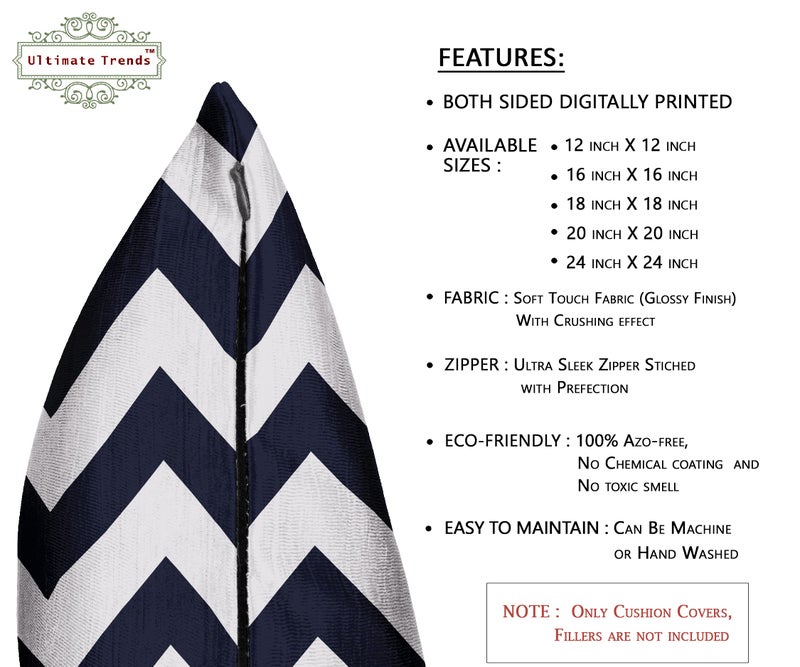 Ultimate Trends Premium Polyester Digital Modern Printed Cushion Cover For Living Room Couch Bed Single Sofa Set Of 5 (12 X 12 Inches, Black & White), 200 TC - Image 3