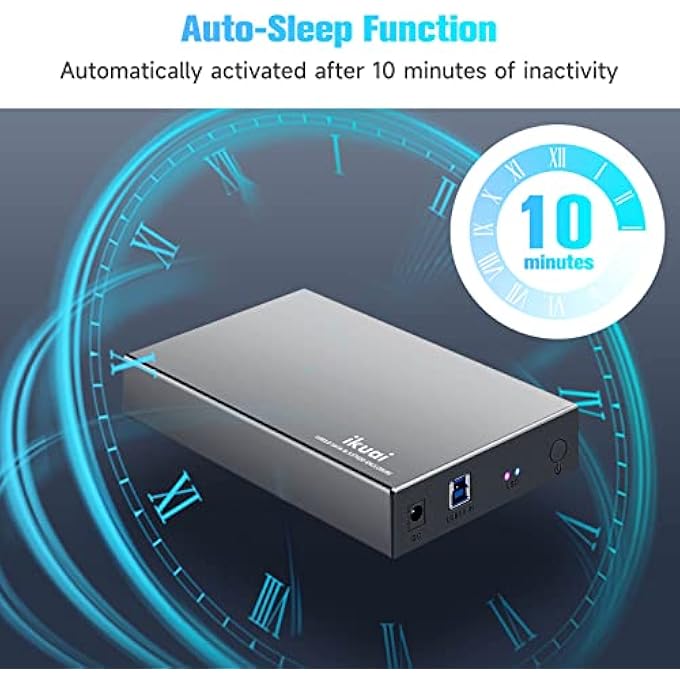 ikuai HARD DRIVE ENCLOSURE 3.5" ALUMINUM USB 3.0 / USB C TO SATA HARD DRIVE DOCK CASE FOR 3.5 INCH INTERNAL HDD & SSD UP TO 20TB - Image 3