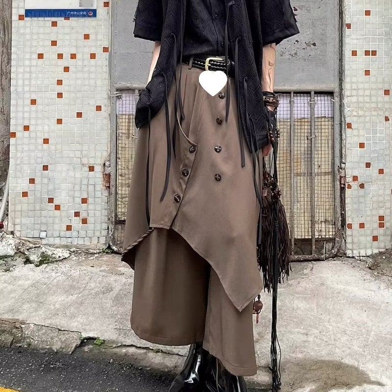 Selling New Chinese Men'S Chinese Style Horse-Faced Skirt Pants Men'S Irregular Kendo Samurai Wide-Leg Pants - Image 1