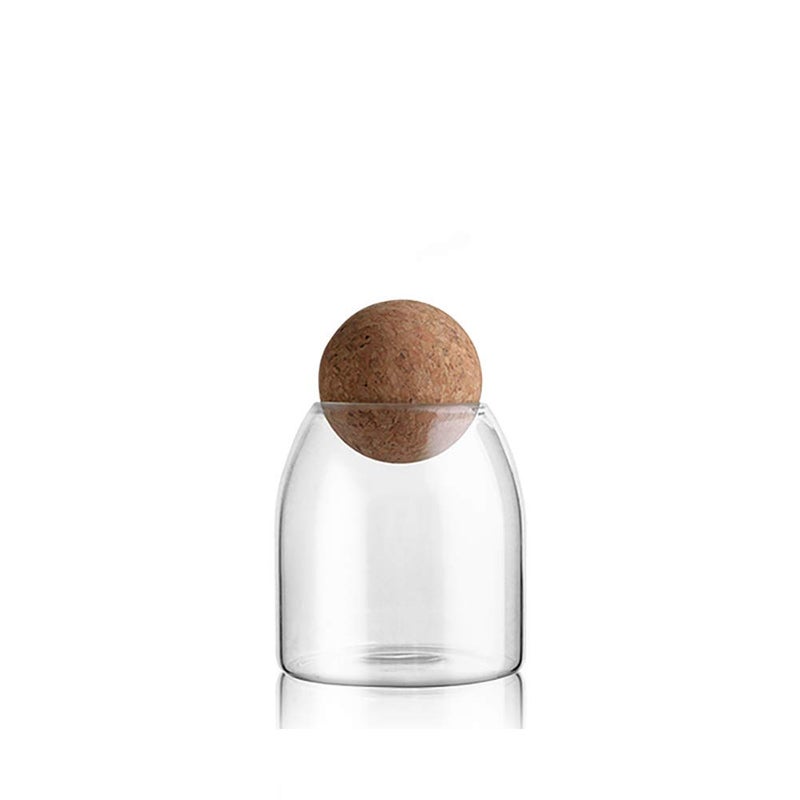 MOLFUJ 550ML/18Oz Glass Storage Container with Ball Cork, Cute Decorative Organizer Bottle Canister Jar with Air Tight Wood Lid for Food, Coffee, Candy, Bathroom Apothecary Cotton Swab Qtip Holder - Image 1