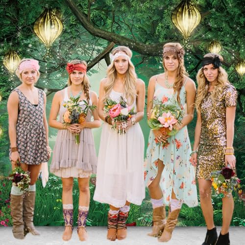 Qian 7x5ft Spring Enchanted Fairytale Forest Backdrop for Photography Mushroom Wonderland Photo Background for Newborn Baby Shower Photoshoot Children Birthday Party Decorations Banner - Image 2