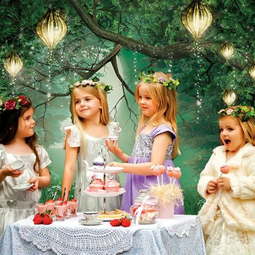 Qian 7x5ft Spring Enchanted Fairytale Forest Backdrop for Photography Mushroom Wonderland Photo Background for Newborn Baby Shower Photoshoot Children Birthday Party Decorations Banner - Image 4