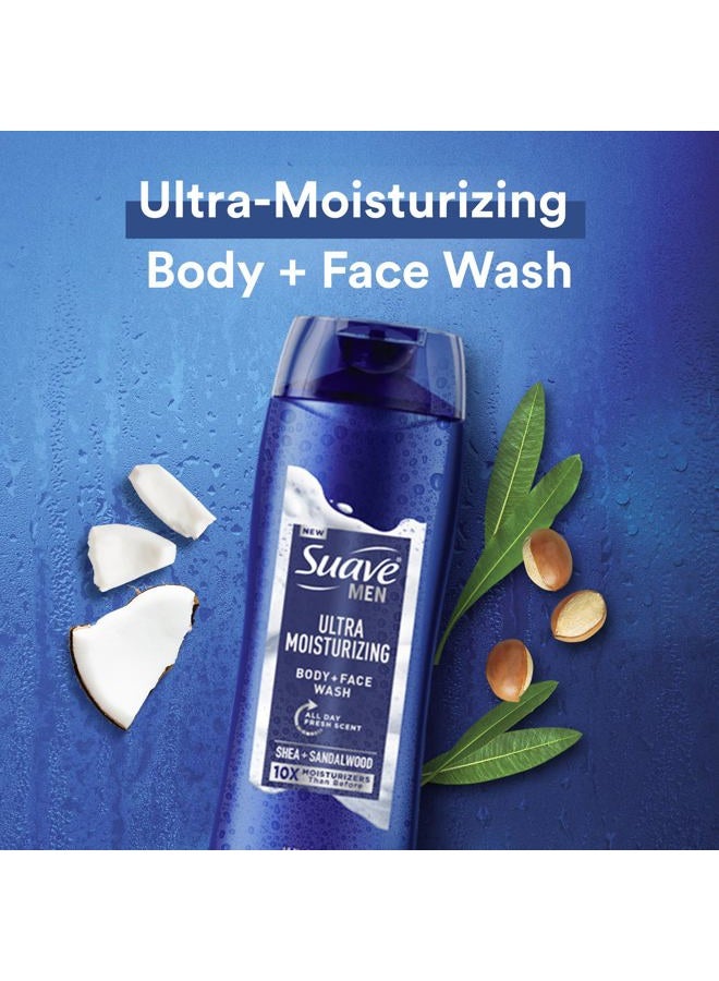 Suave Men Ultra Moisturizing Body & Face Wash, Shea & Sandlwood Scent, No Parabens, No Phtahaltes, 18 Oz Pack of 6 - Image 2