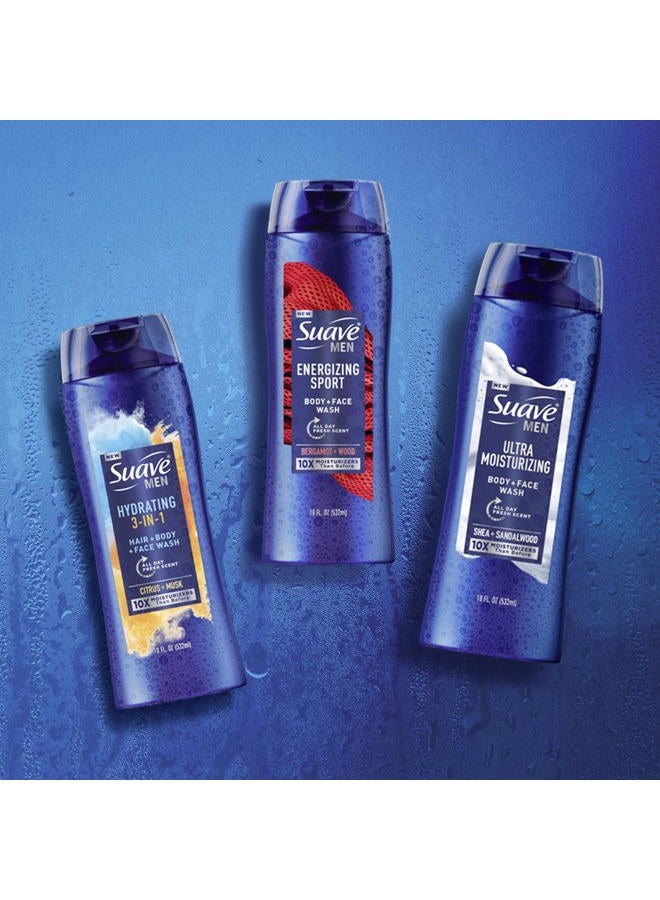 Suave Men Ultra Moisturizing Body & Face Wash, Shea & Sandlwood Scent, No Parabens, No Phtahaltes, 18 Oz Pack of 6 - Image 3