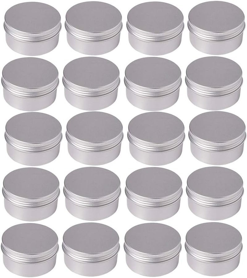 klarako 80ml Empty Aluminium Cosmetic Pot Jar Tin Container Box Screw Lid Can Bottle Case Craft Lot Silver Colors (20 Pack) - Image 3