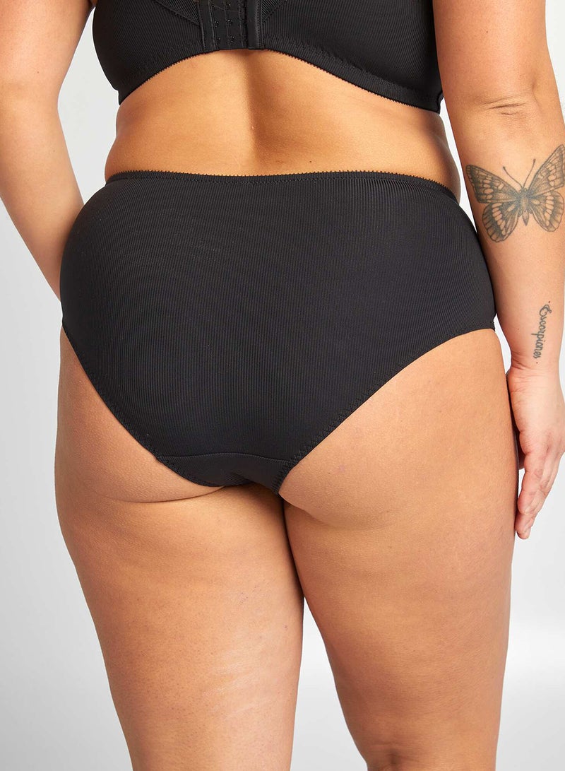 Kiabi Ribbed Microfibre Briefs Black - Image 3
