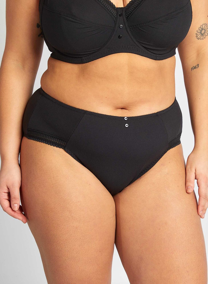 Kiabi Ribbed Microfibre Briefs Black - Image 2