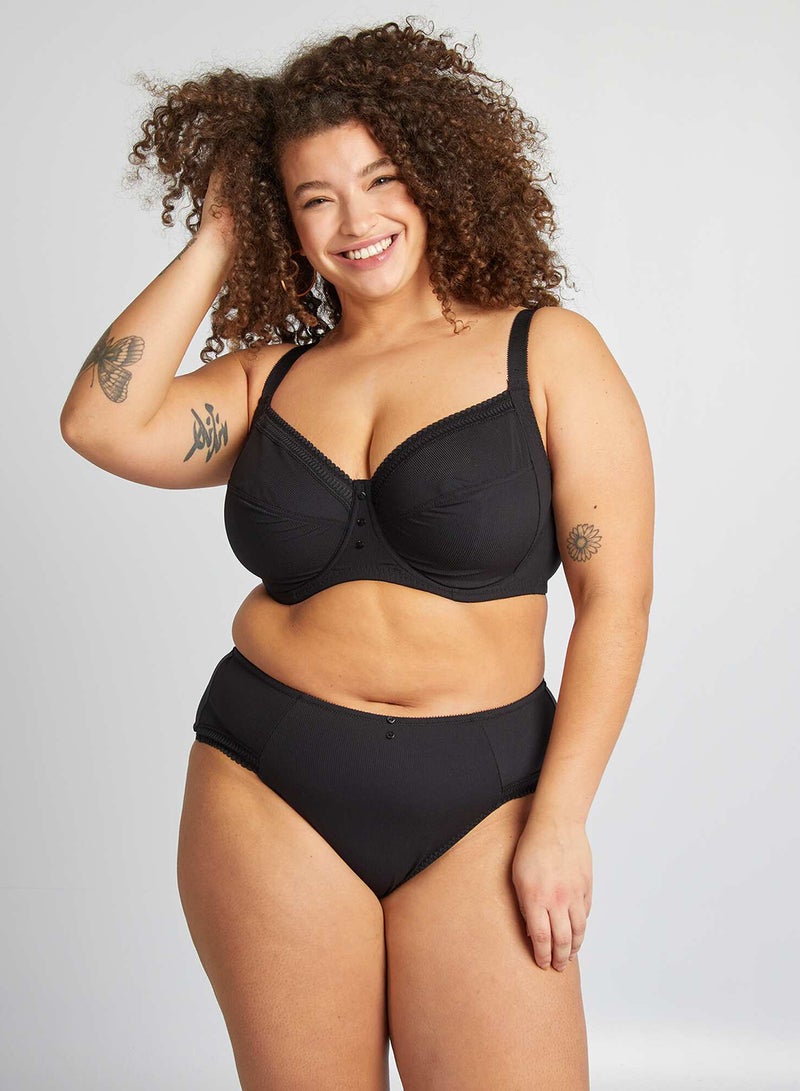 Kiabi Ribbed Microfibre Briefs Black - Image 1