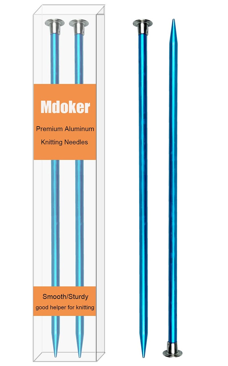 Mdoker 13.8 Inch Anodized Aluminum Knitting Needles,Colored Straight Single Pointed Metal Sweater Knitting Needle for DIY Knitting Projects,Size US 10(6mm) - Image 1