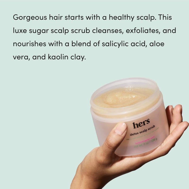 HIMS & HERS hers detox scalp scrub with salicylic acid and aloe vera extract to exfoliate and moisturize the scalp, botanical garden scent, no parabens phthalates or sulfates, cruelty free, 8oz - Image 3