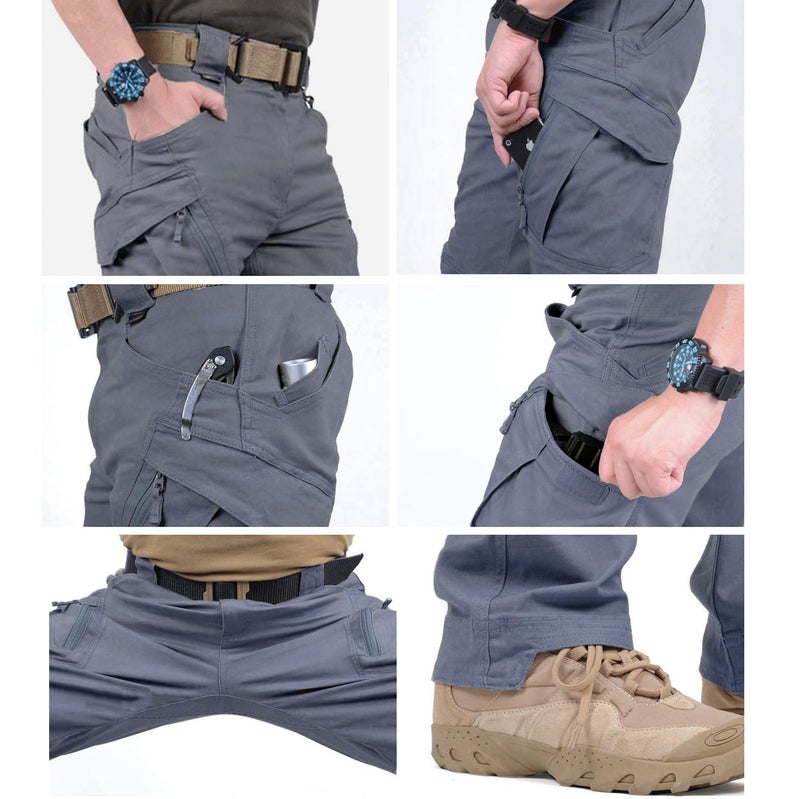 CARWORNIC Gear Men's Hiking Tactical Pants Lightweight Cotton Outdoor Military Combat Cargo Trousers Gray - Image 5