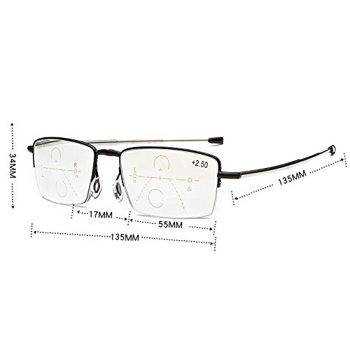 PLOPLO Multifocus + Folding Reading Glasses Readers Compact Unisex Glasses for Reading Case Included (Black, +1.5) - Image 2