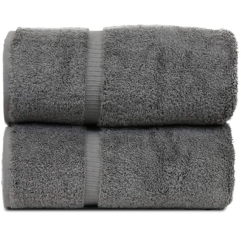 Luxury Hotel  Spa Collection Highly Absorbent Quick Dry 100 Turkish Cotton 700 GSM Eco Friendly Towel for Bathroom Dobby Border Soft Bath Towel Set 27 X 54 Gray Bath Towels  Set of 2