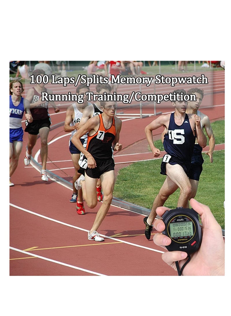 SYOSI - Digital Sports Stopwatch Timer, Multi-laps/Splits Memory Stopwatch Calendar Alarm, Pace Mode with 3-Row Extra Large Screen Water Resistant Includes Battery, Lanyard for Soccer Referee Coaches - Image 1