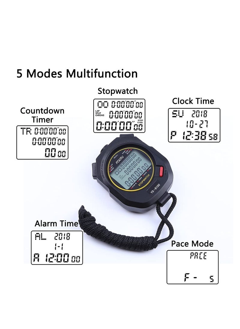 SYOSI - Digital Sports Stopwatch Timer, Multi-laps/Splits Memory Stopwatch Calendar Alarm, Pace Mode with 3-Row Extra Large Screen Water Resistant Includes Battery, Lanyard for Soccer Referee Coaches - Image 1