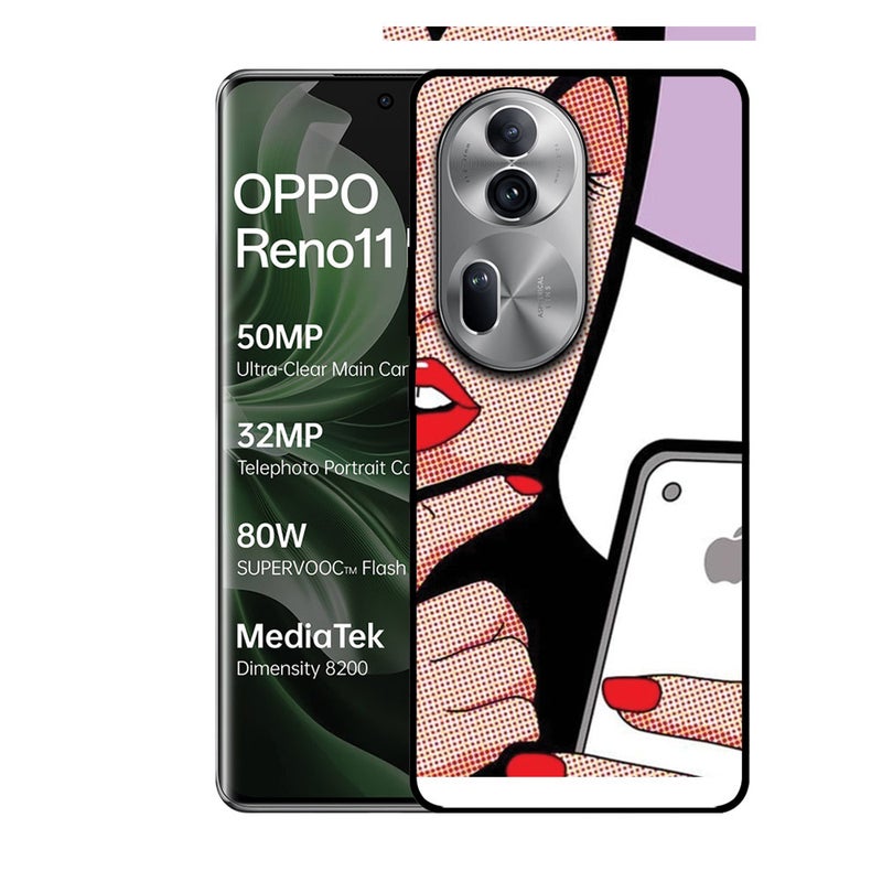 الصيد العين غطاء حماية مطبوع لهاتف Oppo Reno 11 Pro - فتاة تستخدم الهاتف المحمول - Image 1