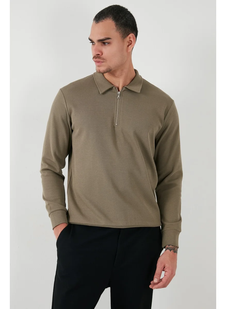 Buratti Cotton Regular Fit Half Zipper Polo Neck Sweat Men's Sweat 5905805