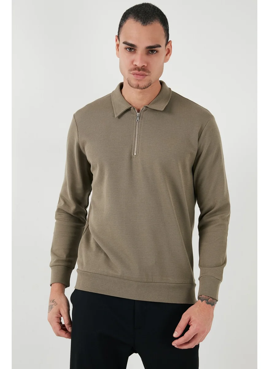Buratti Cotton Regular Fit Half Zipper Polo Neck Sweat Men's Sweat 5905805