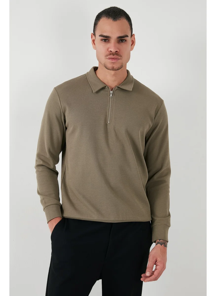 Buratti Cotton Regular Fit Half Zipper Polo Neck Sweat Men's Sweat 5905805