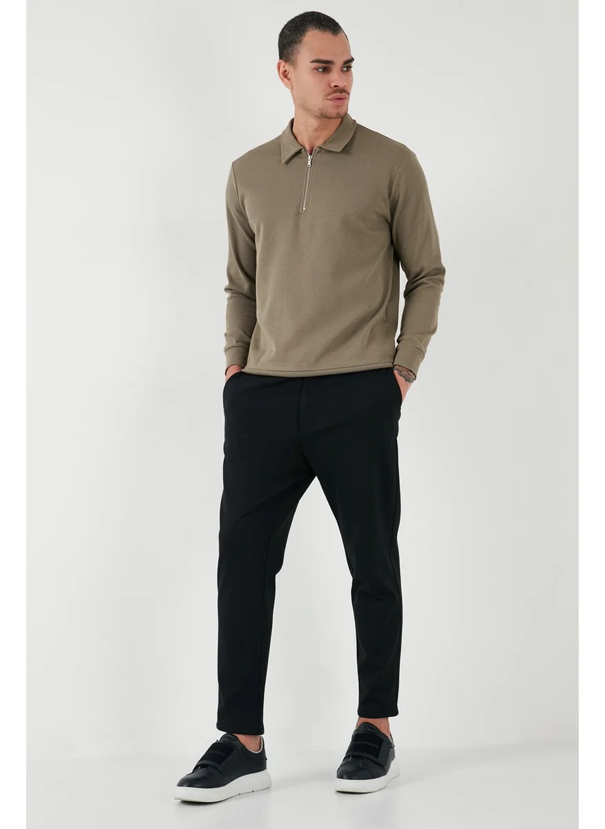 Buratti Cotton Regular Fit Half Zipper Polo Neck Sweat Men's Sweat 5905805