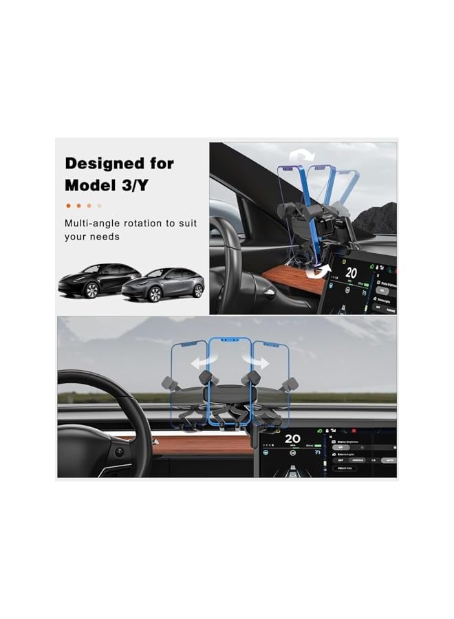 Green Tiger Tesla Phone Mount, Car Phone Holder Compatible with Model 3/Y Phone Mount, Adjustable 360° Cell Phone Holder for Most Car Screens, Tesla 3/Y Accessories Fits for All iPhone & Android Phones - Image 5