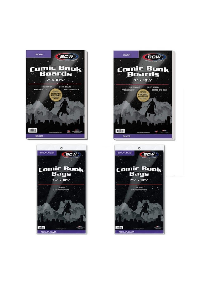 BCW Silver Age Comic Bags And Backer Boards - 2 Pack (200 Total) | Certified Acid-Free, 7X10.5 Inches | Safeguard Your Valuable Silver And Bronze Age Comics - Image 1