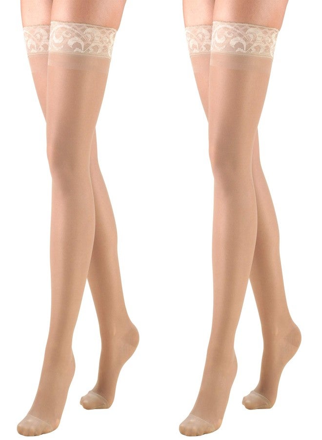 Truform Compression 15-20 mmHg Sheer Thigh High Stocking Nude, Small, 2 Count - Image 1