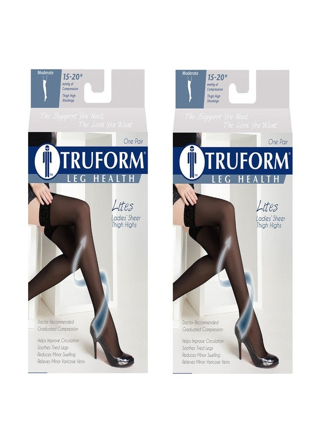 Truform Compression 15-20 mmHg Sheer Thigh High Stocking Nude, Small, 2 Count - Image 2