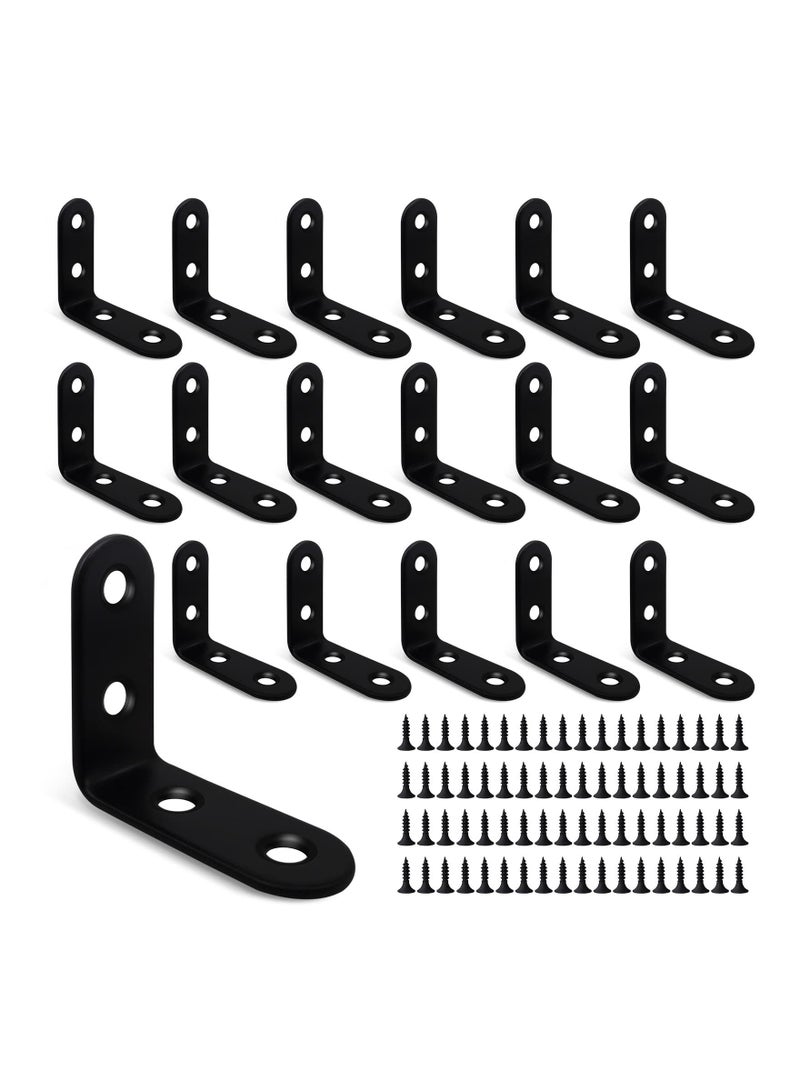 Excefore 18 Pcs L Bracket Corner Brace, Stainless Steel Sturdy Corner Braces, 90 Degree Right Angle Bracket, Corner Bracket for Wood Shelves Furniture Chair with 72PCS Screws (1.57x1.57 inch)  - Image 1
