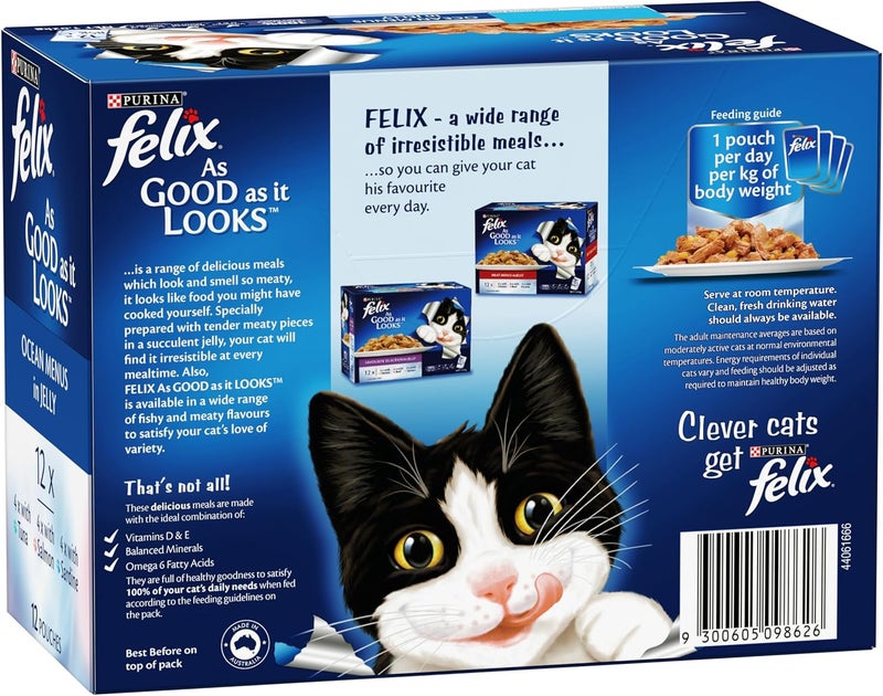 Felix As Good As It Look Doubly Delicious Wet Cat Food Ocean Menu 85g (Pack of 60) - Image 3