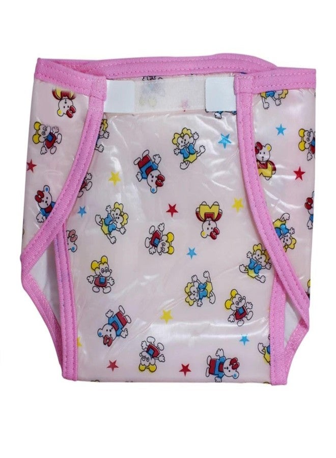 FASHFLOW Reusable Waterproof Leakage Proof Washable Nappies Diapers Potty Training Pants For Babies Outsdie Soft Plastic PVC Inner Terry Cotton With Velcro Closure Combo Pack Of 3 (Printed, M) - Image 3