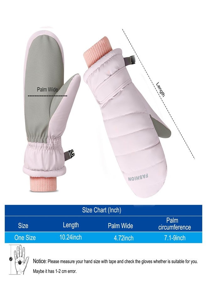 Bototack Winter Women Ski Mittens, Waterproof Touch Screen Snow Mitts, Anti Slip Warm Windproof Snowboard Gloves for Skiing Hiking Cycling (Pink) - Image 3