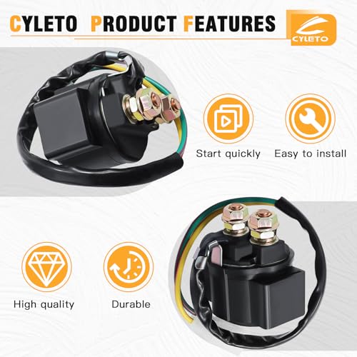 Cyleto GY6 Starter Solenoid Relay for 4-Stroke 110cc 150cc 50cc 125cc 200cc 250cc 70cc 90cc ATV 4 Wheel Scooter Go Kart Quad Moped Dirt Pit Bike Moped Roketa SSR Taotao Sunl Coolster - Image 4